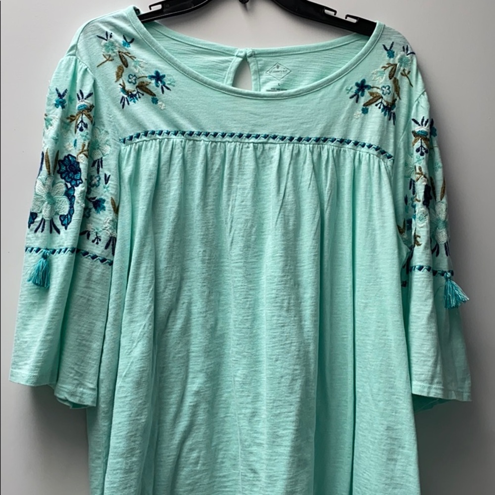 Mint green boho blouse